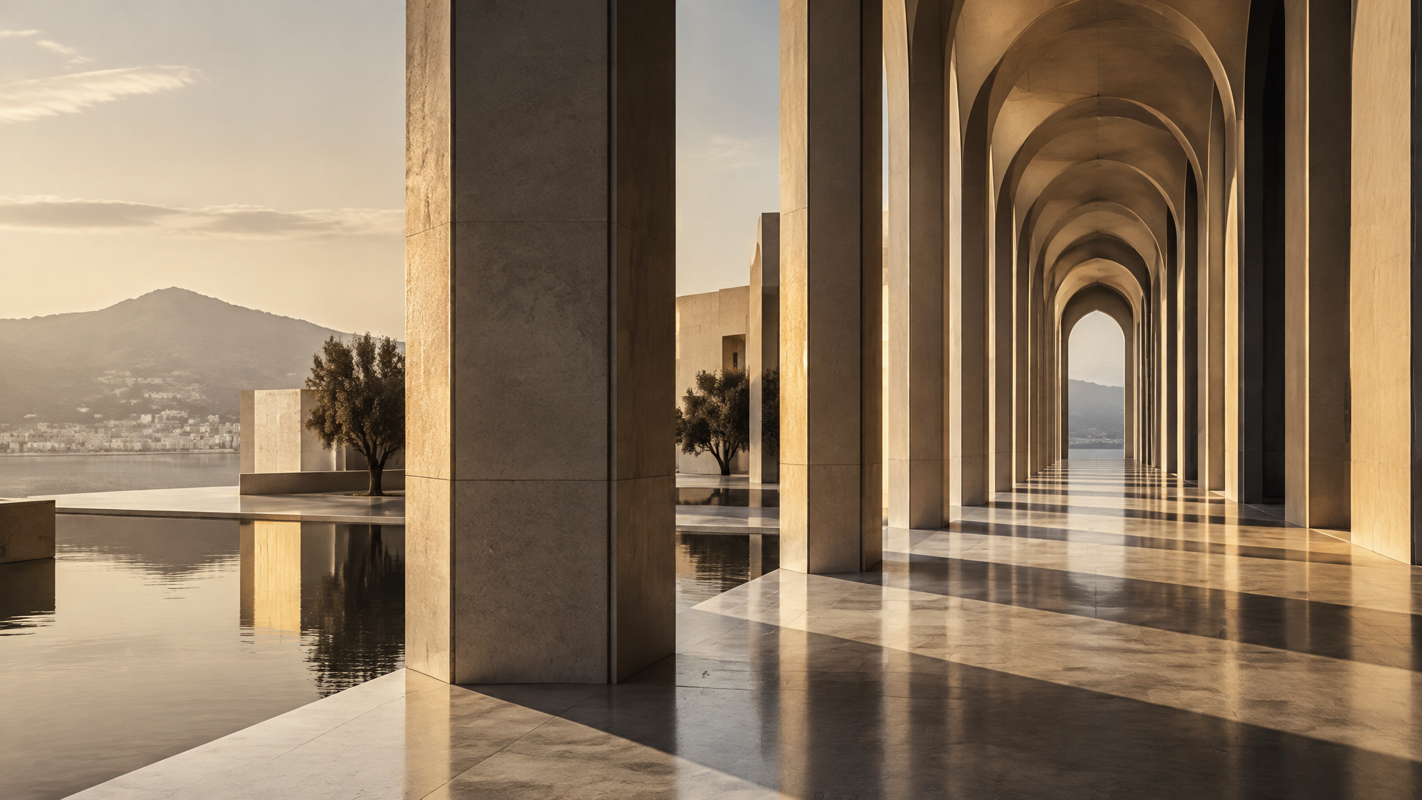 An elegant arched colonnade suggesting passage and connection